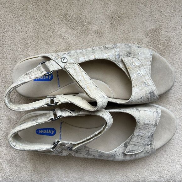 Wolky Multu Picasso Crash Multi White Adjustable Sandals EU 38 US 7 Comfort - Picture 8 of 16